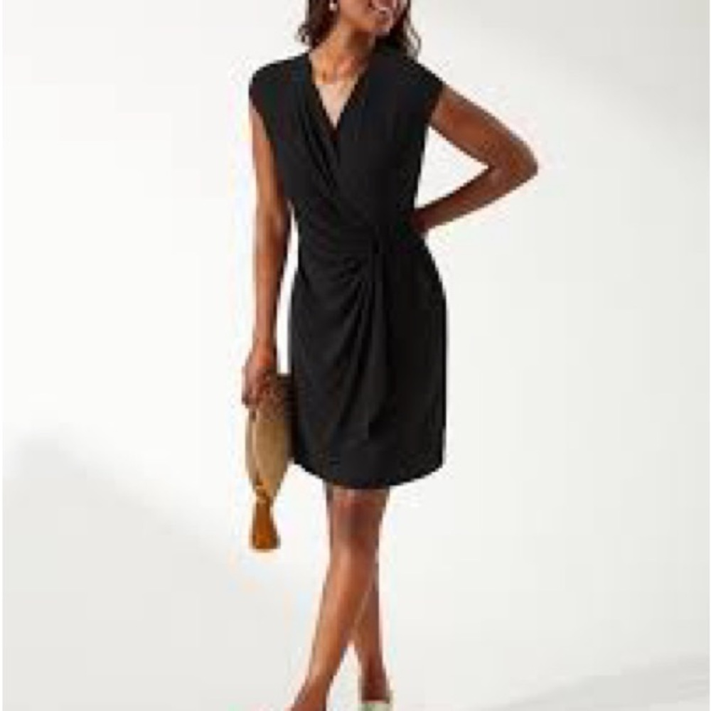 Tommy Bahama jersey large Elegant Black Wrap Dress